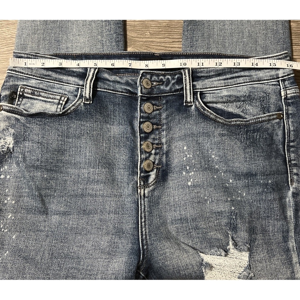 Judy Blue High Rise ButtonFly Destroyed Splatter Skinny Jeans SZ 11/30 (32x26) - Picture 7 of 12